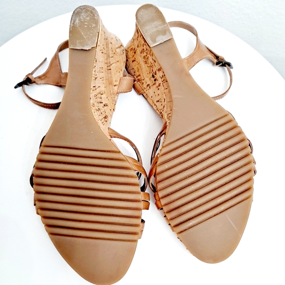 Naturalizer Leather cork wedge sandals boho Ursula Brazil strappy brown shoes - Picture 5 of 11